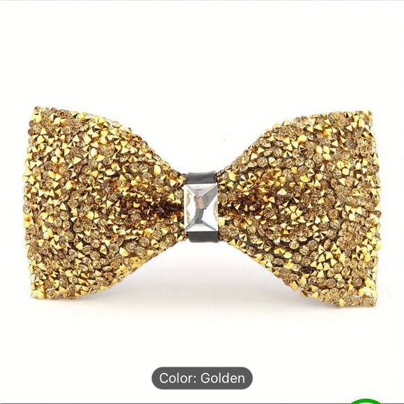 Other - Sparkling Gold Crystal Bow Tie